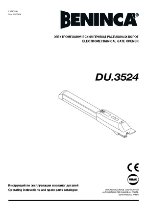 BENINCA DU.3524 инструкция по эксплуатации и монтажу