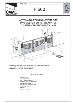 CAME FLEX F500 инструкция по монтажу