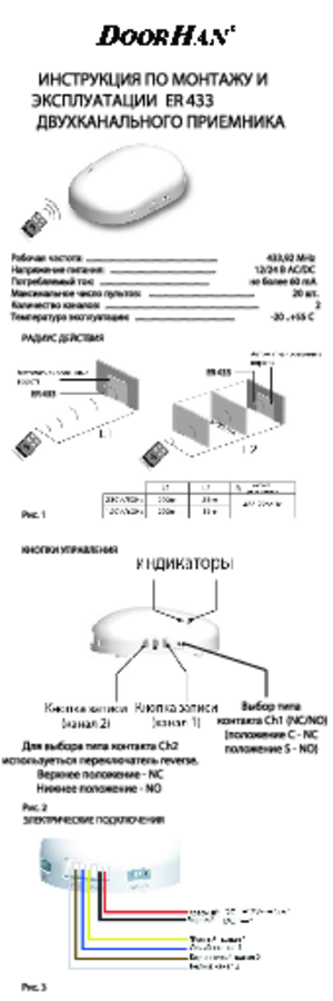 DOORHAN ER 433 инструкция по эксплуатации и монтажу