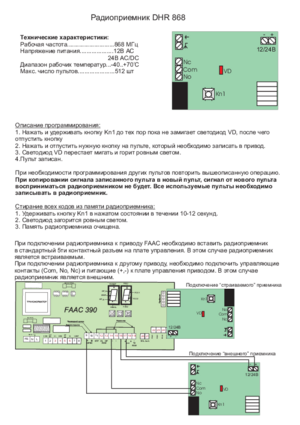 FAAC DHR 868 инструкция по программированию