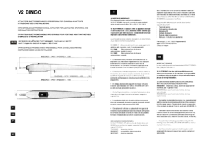 V2 ELETTRONICA BINGO 500 инструкция по эксплуатации и монтажу