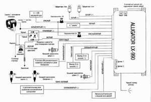 Автомобильная сигнализация ALLIGATOR LX-990 схема подключения
