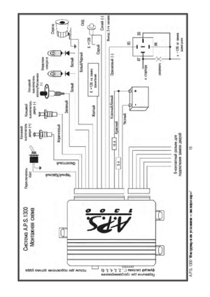 Автомобильная сигнализация A.P.S. 1300 схема подключения