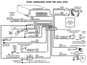 Автомобильная сигнализация BLACK BUG BT-51 схема подключения