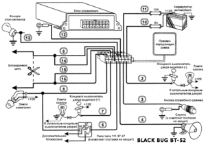 Автомобильная сигнализация BLACK BUG BT-52 схема подключения