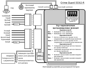 Автомобильная сигнализация CRIME GUARD 533i2-R схема подключения