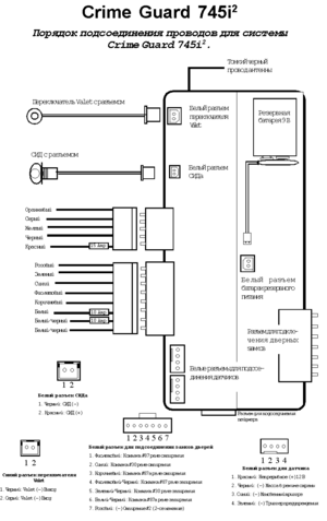 Автомобильная сигнализация CRIME GUARD 745i2 схема подключения