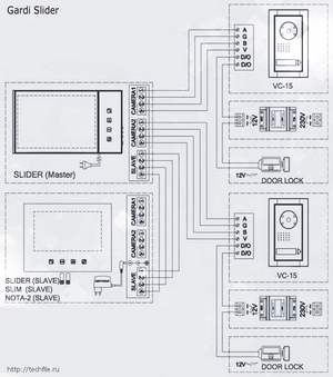 Видеодомофон GARDI SLIDER схема подключения