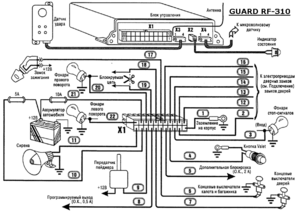 Автомобильная сигнализация GUARD RF-310 схема подключения