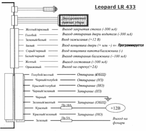 Автомобильная сигнализация LEOPARD LR 433 схема подключения