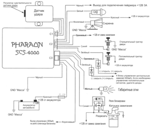 Автомобильная сигнализация PHARAON SCS-4000 схема подключения