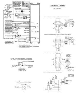 Автомобильная сигнализация SHERIFF ZX-625 схема подключения