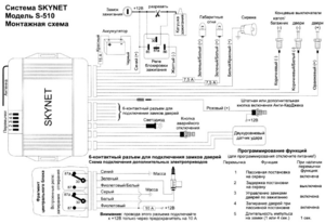 Автомобильная сигнализация SKYNET S-510 схема подключения