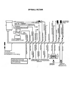 Автомобильная сигнализация SPYBALL RF/59R схема подключения